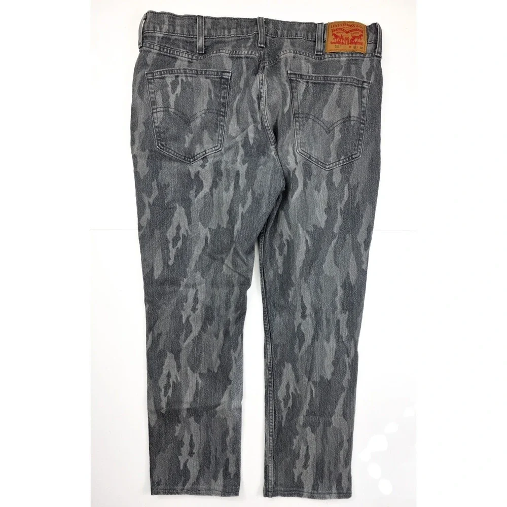 Levi's 511‎ Slim Fit Slate Gray Camo Tapered Leg Jeans Men's Size 36x27 Altered